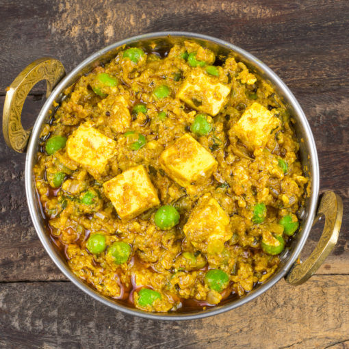 Lucknowi paneer and peas curry with aromatic Mughlai gravy